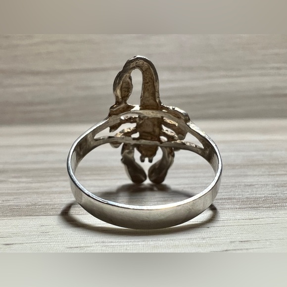 Vintage Handmade 950 Silver & 18K Gold Accented Scorpion Ring, Size 9 - Picture 4 of 11